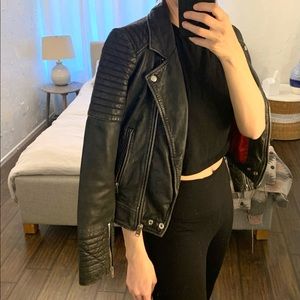 Topshop Boutique genuine faded leather biker jacket US SZ 6